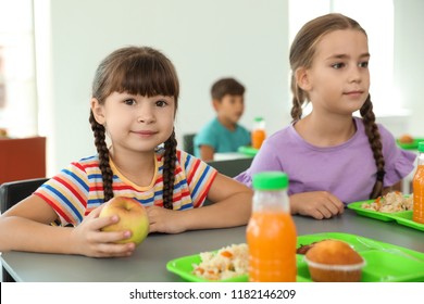 Children Sitting Table Eating Healthy Food Stock Photo 1182146209 ...