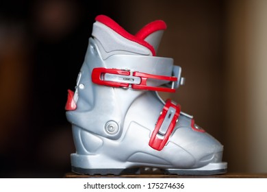 Children Ski Boots, Gray And Red