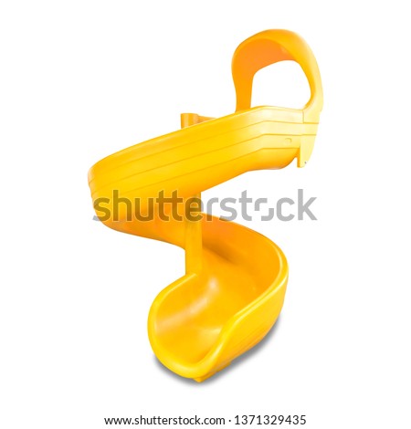 Children slide isolated on white background. Yellow sliding board for kids. ( Clipping path )
