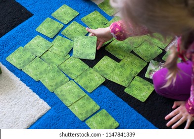 Children Take Card, Kids Play Memory Game