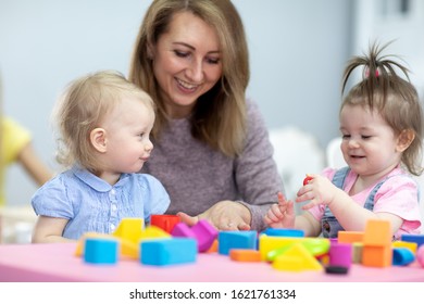 Children Toddlers Playing Teacher Nursery Daycare Stock Photo ...