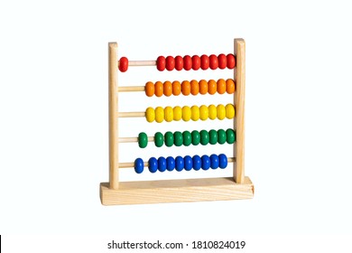 children toy rainbow wooden abacus isolated on white