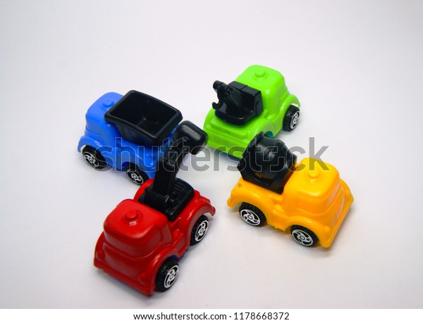 children toys colorful plastic
vehicle model of excavator, concrete mixer, dump truck, mobile
crane