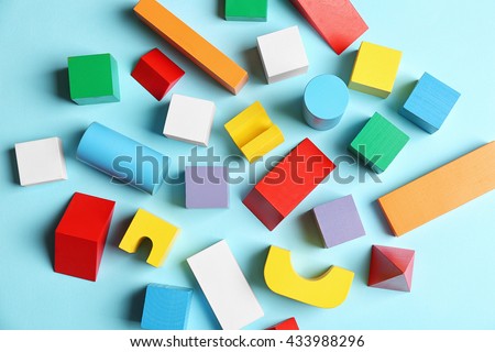 Children toys on blue background