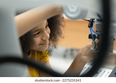 Children using the hand robot technology, Students are studying technology, which is one of the STEM courses.