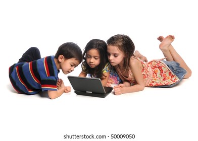 Children Watching Movie On DVD Player