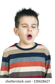 Children Who Cough. White Isolated Studio Shots.