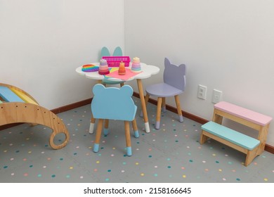 Children's Area In Pediatric Office, With A Table And Chairs For Children To Draw