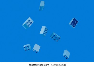 Children's Blue Building Blocks On A Blue Background. Phone Screensaver
