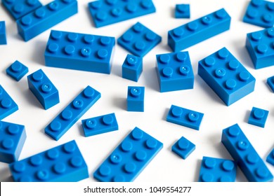 Childrens Building Blocks Similar To Legos, Blue