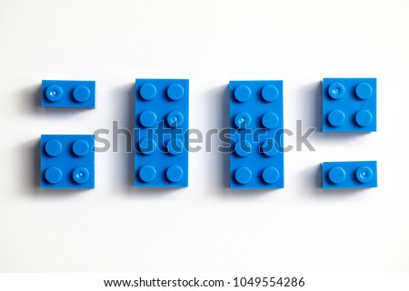 Childrens building blocks similar to legos, blue