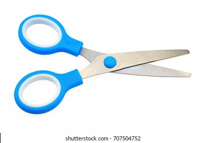   children's colorful scissors on a white background           
