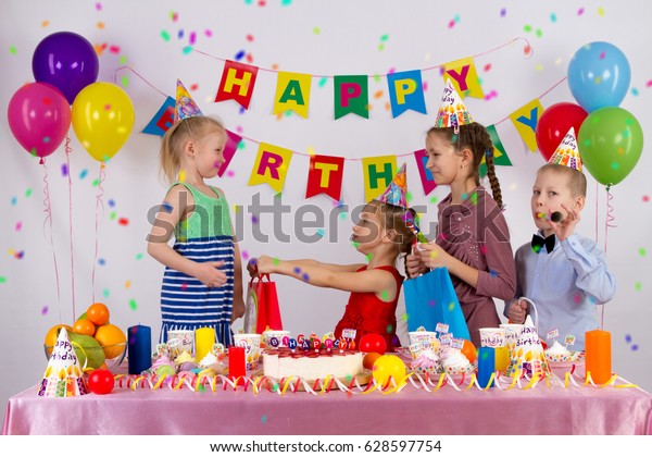 Childrens Funny Birthday Party Decorated Room Stock Photo Edit Now 628597754