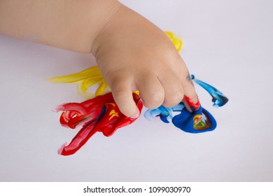 Children's Hand Paint With Finger Paints