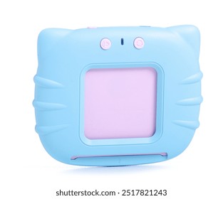 Children's interactive tablet for learning words and language on white background isolation