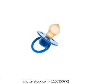 Children's pacifier is blue. Isolated on white background.