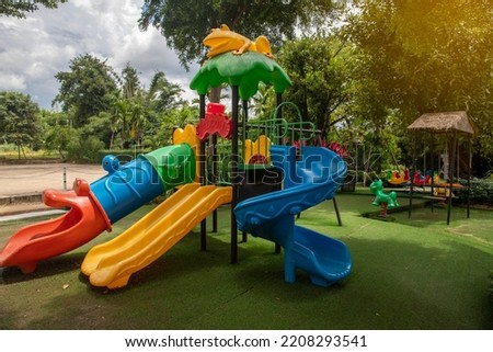 children's play area playground slide, image