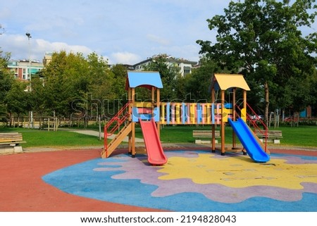 Children's playground in the city of Istanbul, public places.