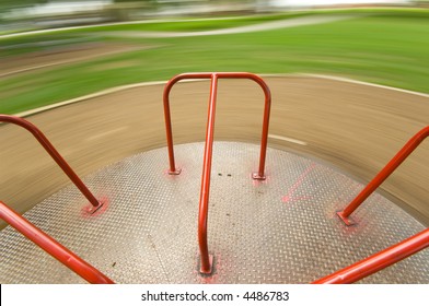 Children's Playground Equipment - Merry Go Round Spinning Very Fast