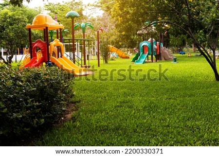 Children's playground in the garden pure atmosphere children come to play with fun