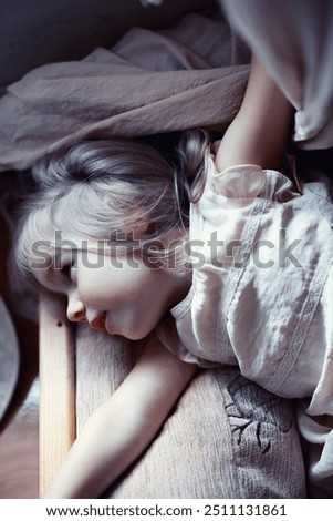 Similar – kid girl relaxing at home in weekend morning