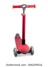 Children's Scooter Isolated On White With Clipping Path. The Child Scooters Isolated Over White Background.