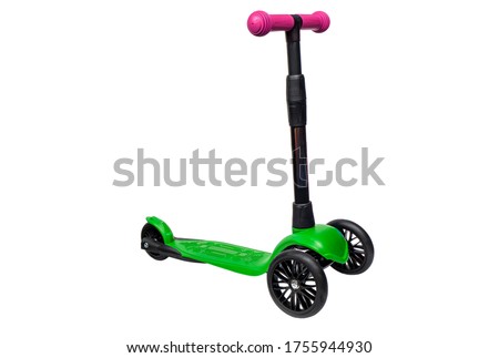 Children's scooter isolated on white with clipping path. The child scooters isolated over white background.