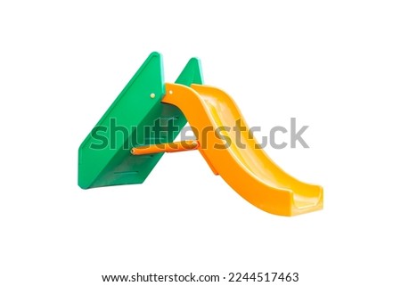 Childrens slide with clipping path on white background, Playground slide of plastic isolated on white background