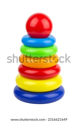 children's toy pyramid of rings, rainbow pyramid isolated from the background