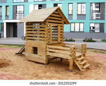 Children's Wooden House For Playing In The Yard, Playground