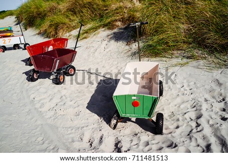 Child's beach handcart at the beach