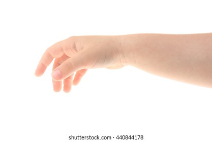 Child's Hand Gesturing, Isolated On White