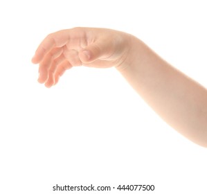 Child's Hand Gesturing, Isolated On White