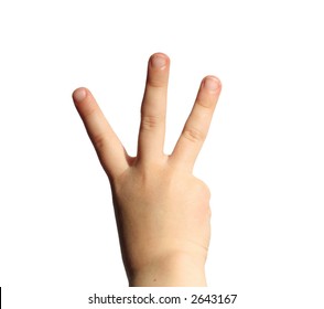 Childs Hand Holding Up Three Fingers