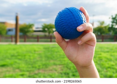 A Child's Hand Practicing How To Hold And Throw A Baseball. Park, Elementary School Students, Catch Ball, Beginners