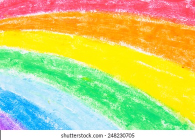 Child's Rainbow Crayon Drawing