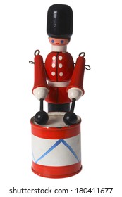 Child's Toy Of Drummer Soldier On White 