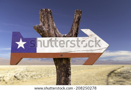 Chile wooden sign isolated on desert background