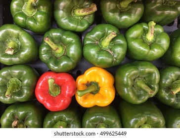 Chili (Capsicum chinense),Red,Yellow and Green displayed at fresh market