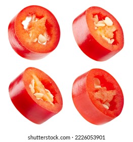 Chili Clipping Path. Red hot natural chili pepper isolated on white background. Red hot chili macro studio photo