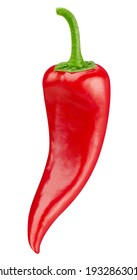 Chili Clipping Path. Ripe pepper chili isolated on white background with clipping path. Chili vegetable macro studio photo - Shutterstock ID 1932863018