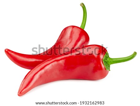 Chili Clipping Path. Ripe pepper chili isolated on white background with clipping path. Chili vegetable macro studio photo