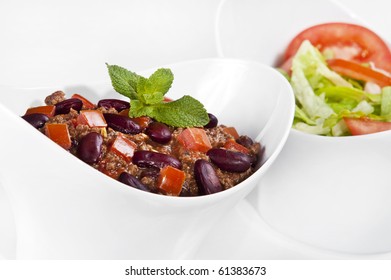Chili Con Carne On White Background With Shadows