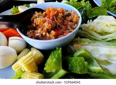 Chili crab eggs with vegetables - Shutterstock ID 519564541
