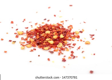 Chili Flakes On White