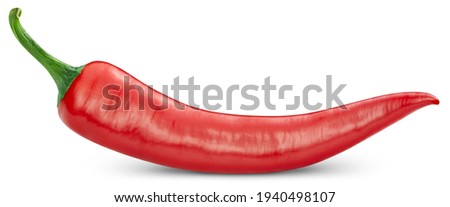Chili full macro shoot food ingredient on white isolated. Hot chili peppers. Clipping path hot chili peppers
