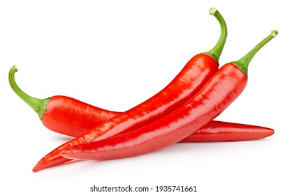 Chili on white isolated. Hot chili peppers with clipping path.