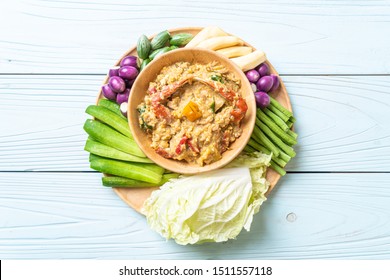 Chili paste simmer with crab or crab and soya dip with coconut milk and vegetables - Asian Healthy Food Style