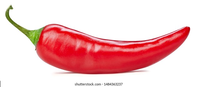 Chili pepper isolated on white background. Ripe chili pepper Clipping Path