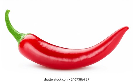 Chili pepper isolated on a white background. One chili hot pepper clipping path. Fresh pepper - Powered by Shutterstock